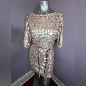 Jessica Simpson Shimmering soft blush Pink Sequin Mini Dress